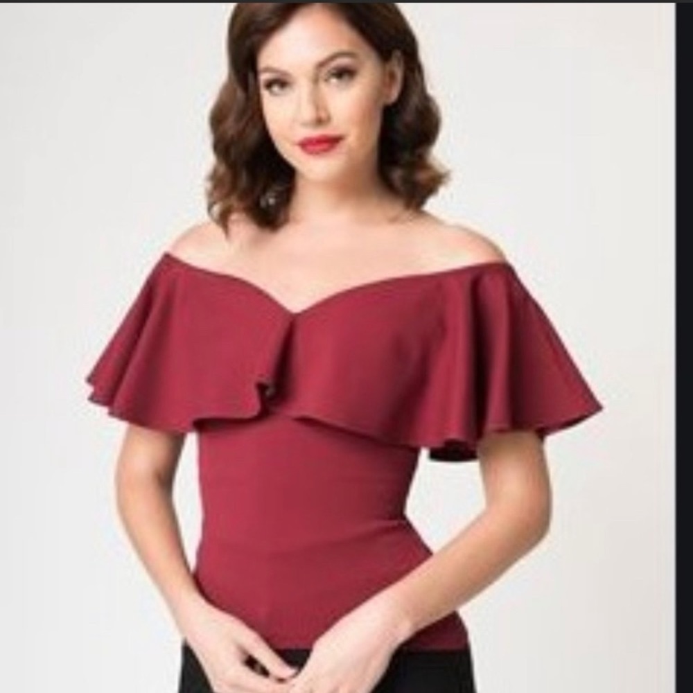 Unique Vintage Frenchie Ruffle Top
